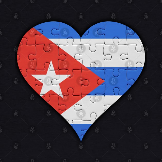 Cuban Jigsaw Puzzle Heart Design - Gift for Cuban With Cuba Roots by Country Flags